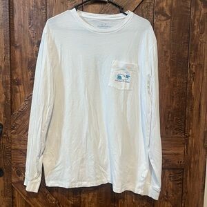Vineyard vines men’s white and blue snowman‎ whale long sleeve shirt size lg EUC